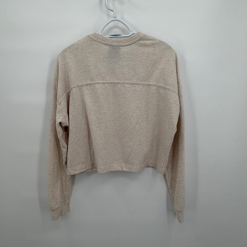 Nike Sportswear Womens Cropped Sweatshirt Oatmeal Heather AR3754-110 Small - Picture 2 of 9